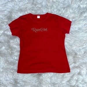 Vintage Bedazzled RaceGirl Motorsport Red Tee